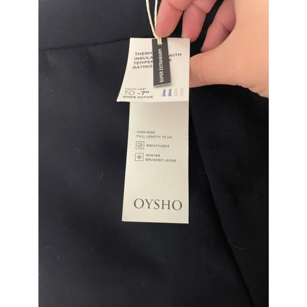 Oysho Womens Leggings Medium Black Ankle High Rise Super Extra Warm Seamless NWT